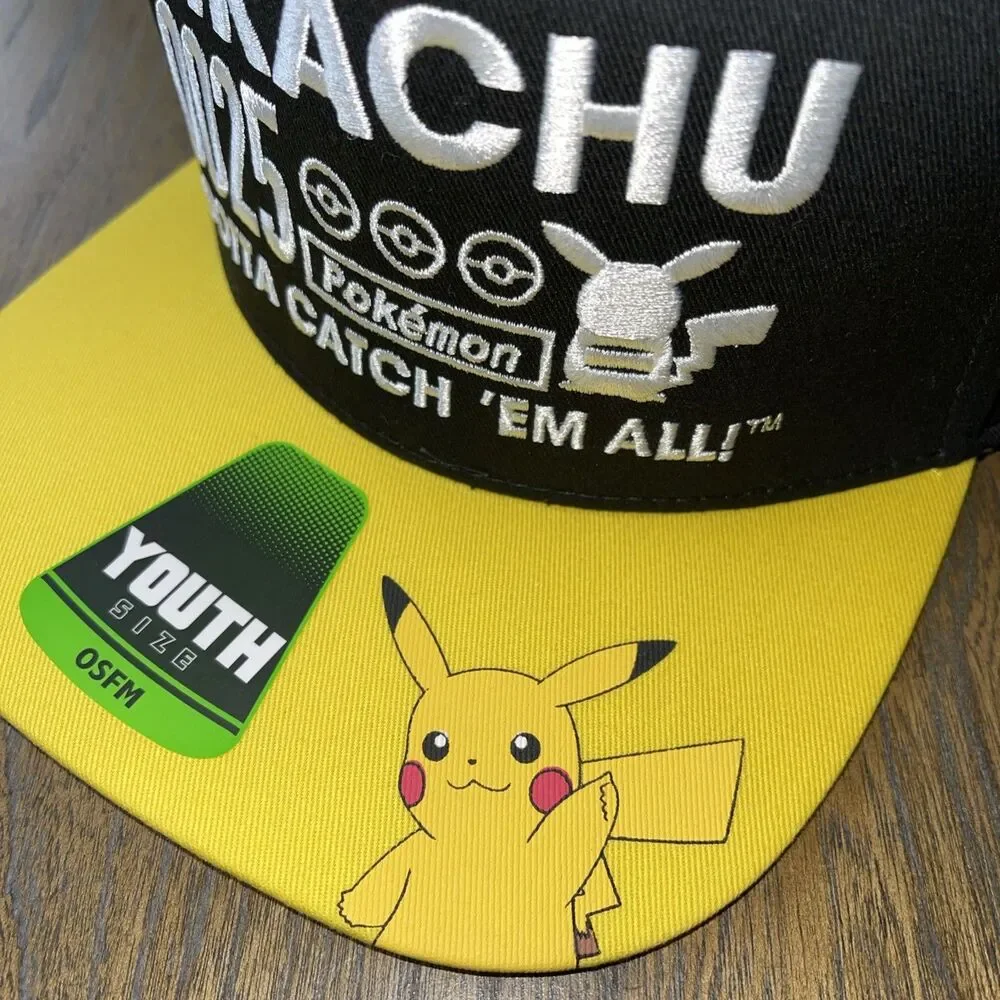 Pokemon Trainer Hat Pikachu Snapback Baseball Cap 